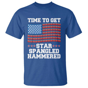 Funny Time To Get Star Spangled Hammered T Shirt 4th of July Drinking Beer Pong Red Cup American Flag TS11 Royal Blue Print Your Wear