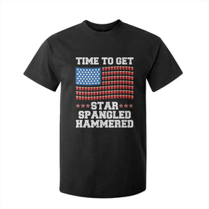 Funny Time To Get Star Spangled Hammered T Shirt For Kid 4th of July Drinking Beer Pong Red Cup American Flag TS11 Black Print Your Wear