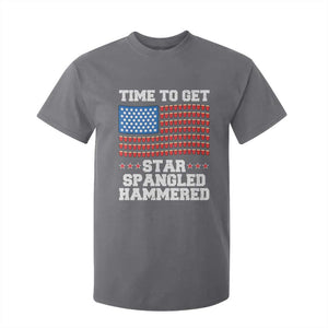 Funny Time To Get Star Spangled Hammered T Shirt For Kid 4th of July Drinking Beer Pong Red Cup American Flag TS11 Charcoal Print Your Wear