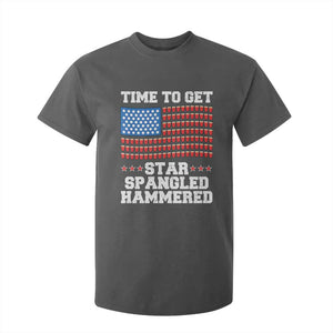 Funny Time To Get Star Spangled Hammered T Shirt For Kid 4th of July Drinking Beer Pong Red Cup American Flag TS11 Dark Heather Print Your Wear