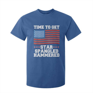 Funny Time To Get Star Spangled Hammered T Shirt For Kid 4th of July Drinking Beer Pong Red Cup American Flag TS11 Royal Blue Print Your Wear