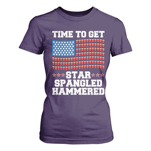 Funny Time To Get Star Spangled Hammered T Shirt For Women 4th of July Drinking Beer Pong Red Cup American Flag TS11 Purple Print Your Wear