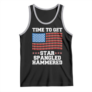 Funny Time To Get Star Spangled Hammered Tank Top 4th of July Drinking Beer Pong Red Cup American Flag TS11 Black Athletic Heather Print Your Wear