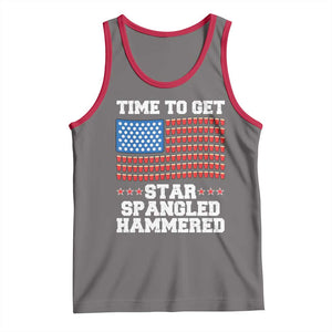 Funny Time To Get Star Spangled Hammered Tank Top 4th of July Drinking Beer Pong Red Cup American Flag TS11 Deep Heather Red Print Your Wear