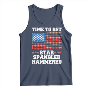 Funny Time To Get Star Spangled Hammered Tank Top 4th of July Drinking Beer Pong Red Cup American Flag TS11 Navy Print Your Wear
