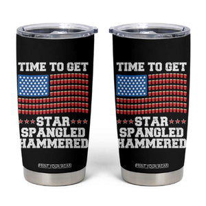 Funny Time To Get Star Spangled Hammered Tumbler Cup 4th of July Drinking Beer Pong Red Cup American Flag TS11 Black Print Your Wear