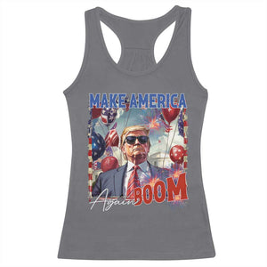 Funny Trump 4th of July Racerback Tank Top Make America Boom Again American Flag TS11 Charcoal Print Your Wear