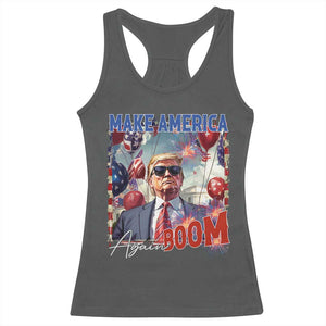 Funny Trump 4th of July Racerback Tank Top Make America Boom Again American Flag TS11 Dark Heather Print Your Wear
