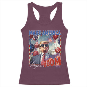 Funny Trump 4th of July Racerback Tank Top Make America Boom Again American Flag TS11 Maroon Print Your Wear