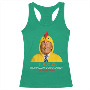 Funny Trump TACO Sarcasm Racerback Tank Top Trump Always Chickens Out Joke TS02 Irish Green Print Your Wear