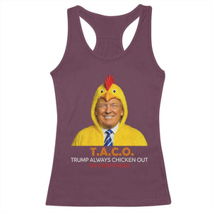 Funny Trump TACO Sarcasm Racerback Tank Top Trump Always Chickens Out Joke TS02 Maroon Print Your Wear