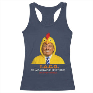 Funny Trump TACO Sarcasm Racerback Tank Top Trump Always Chickens Out Joke TS02 Navy Print Your Wear