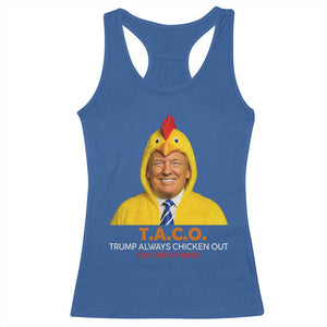 Funny Trump TACO Sarcasm Racerback Tank Top Trump Always Chickens Out Joke TS02 Royal Blue Print Your Wear