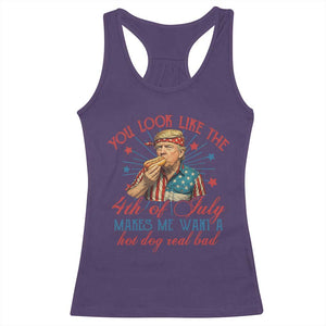 Funny Trump You Look Like The 4th Of July Makes Me Want A Hot Dog Real Bad Racerback Tank Top Trump Patriotic TS11 Purple Print Your Wear