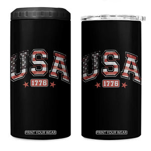 Funny USA 1776 Patriotic 4th of July American Flag 4 in 1 Can Cooler Tumbler TS11 One Size: 16 oz Black Print Your Wear
