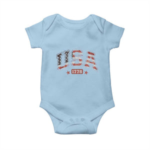 Funny USA 1776 Patriotic 4th of July American Flag Baby Onesie TS11 Light Blue Print Your Wear