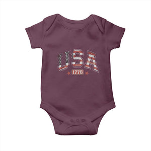 Funny USA 1776 Patriotic 4th of July American Flag Baby Onesie TS11 Maroon Print Your Wear