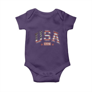 Funny USA 1776 Patriotic 4th of July American Flag Baby Onesie TS11 Purple Print Your Wear
