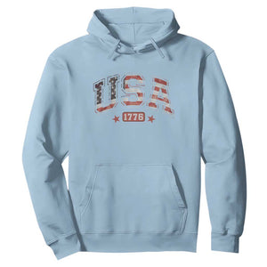 Funny USA 1776 Patriotic 4th of July American Flag Hoodie TS11 Light Blue Print Your Wear