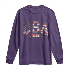 Funny USA 1776 Patriotic 4th of July American Flag Long Sleeve Shirt TS11 Purple Print Your Wear
