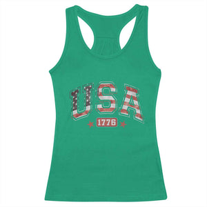 Funny USA 1776 Patriotic 4th of July American Flag Racerback Tank Top TS11 Irish Green Print Your Wear