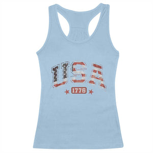 Funny USA 1776 Patriotic 4th of July American Flag Racerback Tank Top TS11 Light Blue Print Your Wear