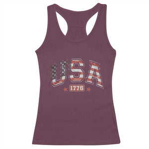 Funny USA 1776 Patriotic 4th of July American Flag Racerback Tank Top TS11 Maroon Print Your Wear