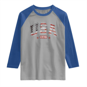 Funny USA 1776 Patriotic 4th of July American Flag Raglan Shirt TS11 Sport Gray Royal Print Your Wear