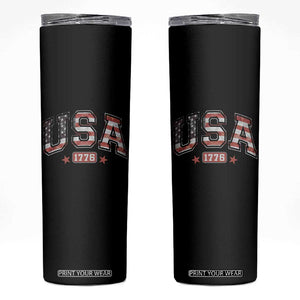 Funny USA 1776 Patriotic 4th of July American Flag Skinny Tumbler TS11 Black Print Your Wear