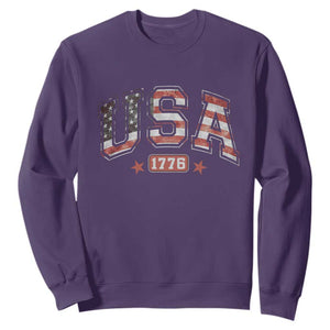 Funny USA 1776 Patriotic 4th of July American Flag Sweatshirt TS11 Purple Print Your Wear