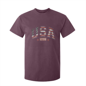 Funny USA 1776 Patriotic 4th of July American Flag T Shirt For Kid TS11 Maroon Print Your Wear
