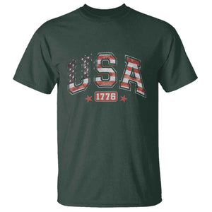Funny USA 1776 Patriotic 4th of July American Flag T Shirt TS11 Dark Forest Green Print Your Wear