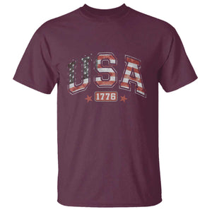 Funny USA 1776 Patriotic 4th of July American Flag T Shirt TS11 Maroon Print Your Wear