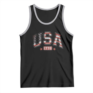 Funny USA 1776 Patriotic 4th of July American Flag Tank Top TS11 Black Athletic Heather Print Your Wear