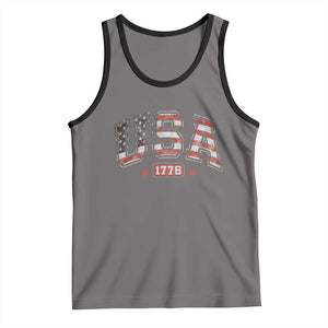 Funny USA 1776 Patriotic 4th of July American Flag Tank Top TS11 Deep Heather Black Print Your Wear