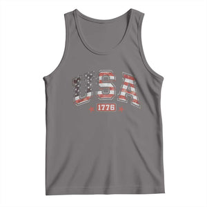 Funny USA 1776 Patriotic 4th of July American Flag Tank Top TS11 Deep Heather Print Your Wear