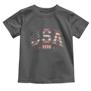 Funny USA 1776 Patriotic 4th of July American Flag Toddler T Shirt TS11 Dark Heather Print Your Wear