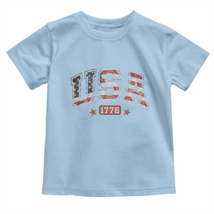 Funny USA 1776 Patriotic 4th of July American Flag Toddler T Shirt TS11 Light Blue Print Your Wear