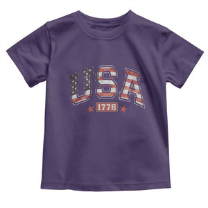Funny USA 1776 Patriotic 4th of July American Flag Toddler T Shirt TS11 Purple Print Your Wear