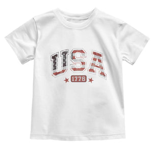 Funny USA 1776 Patriotic 4th of July American Flag Toddler T Shirt TS11 White Print Your Wear