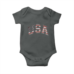Funny USA Patriotic 4th of July American Flag Baby Onesie TS11 Dark Heather Print Your Wear