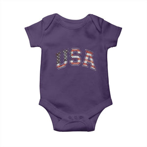 Funny USA Patriotic 4th of July American Flag Baby Onesie TS11 Purple Print Your Wear