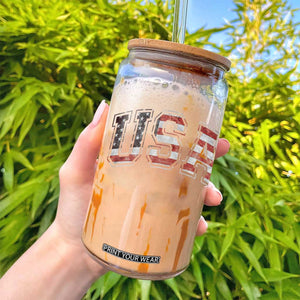 Funny USA Patriotic 4th of July American Flag Glass Can TS11 Print Your Wear