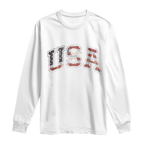 Funny USA Patriotic 4th of July American Flag Long Sleeve Shirt TS11 White Print Your Wear