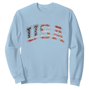 Funny USA Patriotic 4th of July American Flag Sweatshirt TS11 Light Blue Print Your Wear