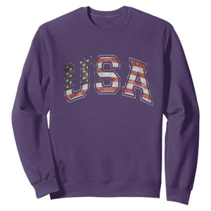 Funny USA Patriotic 4th of July American Flag Sweatshirt TS11 Purple Print Your Wear