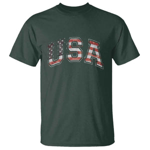 Funny USA Patriotic 4th of July American Flag T Shirt TS11 Dark Forest Green Print Your Wear