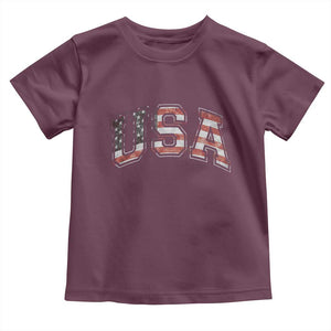Funny USA Patriotic 4th of July American Flag Toddler T Shirt TS11 Maroon Print Your Wear