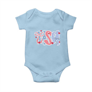 Funny USA Patriotic 4th of July Coquette Bow Baby Onesie TS11 Light Blue Print Your Wear