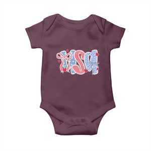 Funny USA Patriotic 4th of July Coquette Bow Baby Onesie TS11 Maroon Print Your Wear
